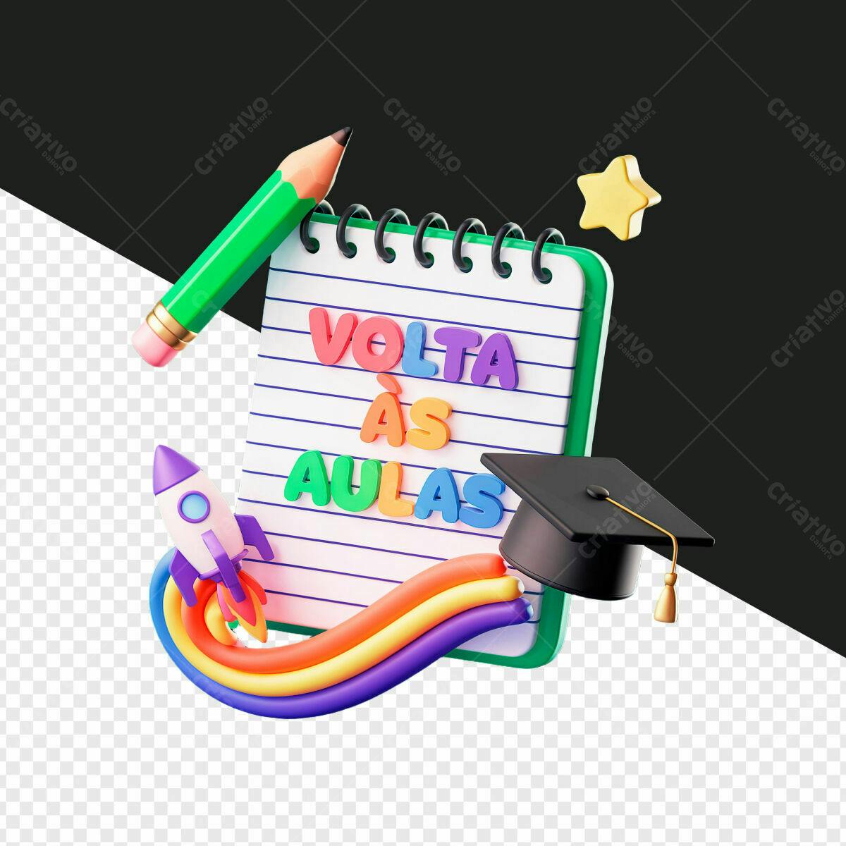 PSD para Volta às Aulas com Design 3D Colorido