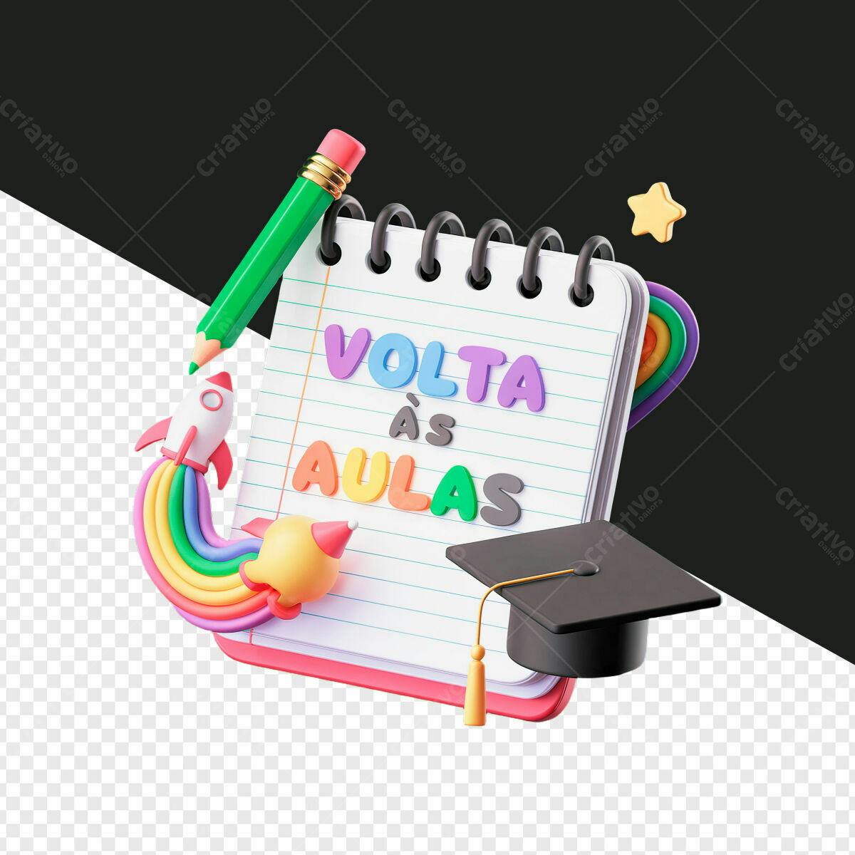 PSD para Volta às Aulas com Design 3D Colorido