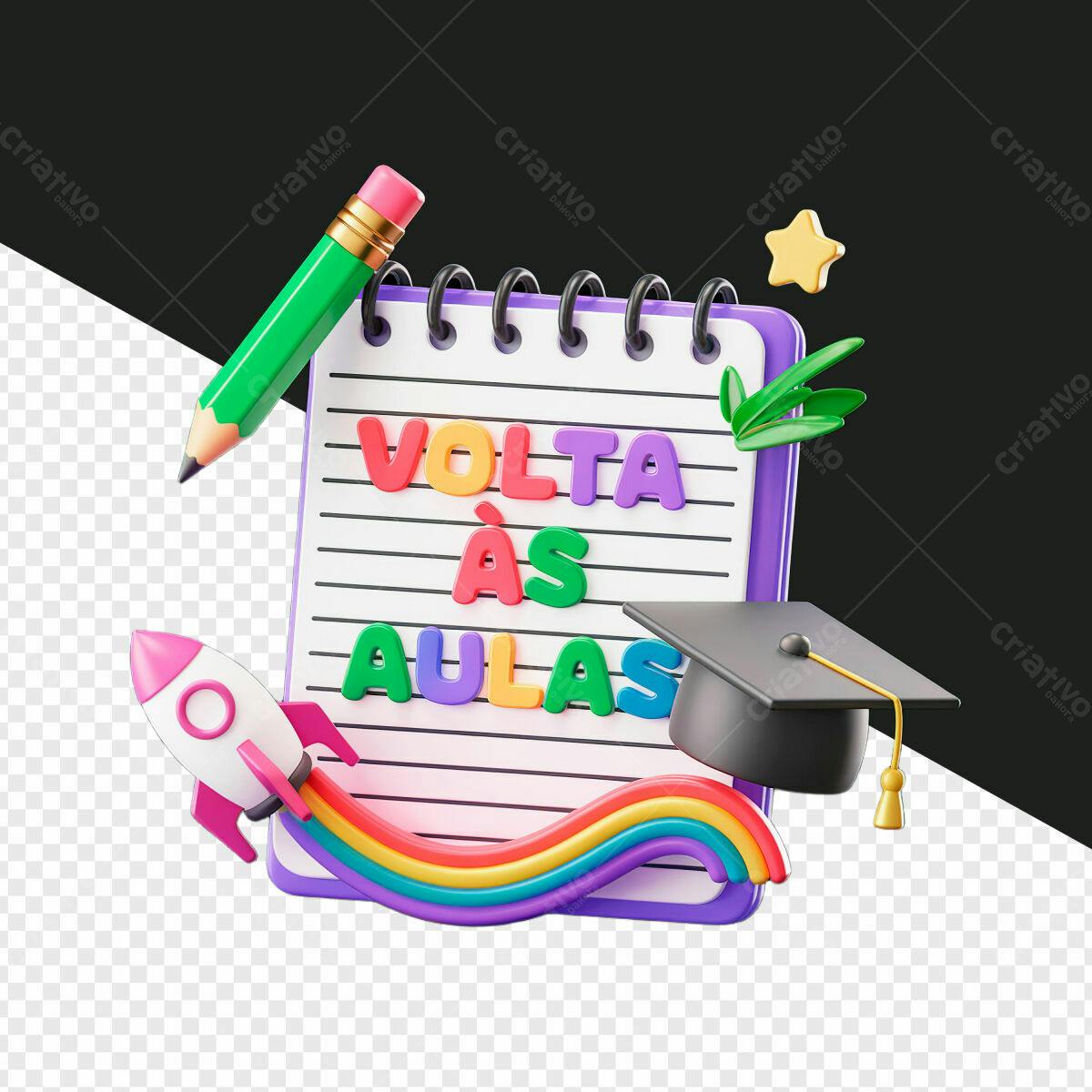 PSD para Volta às Aulas com Design 3D Colorido