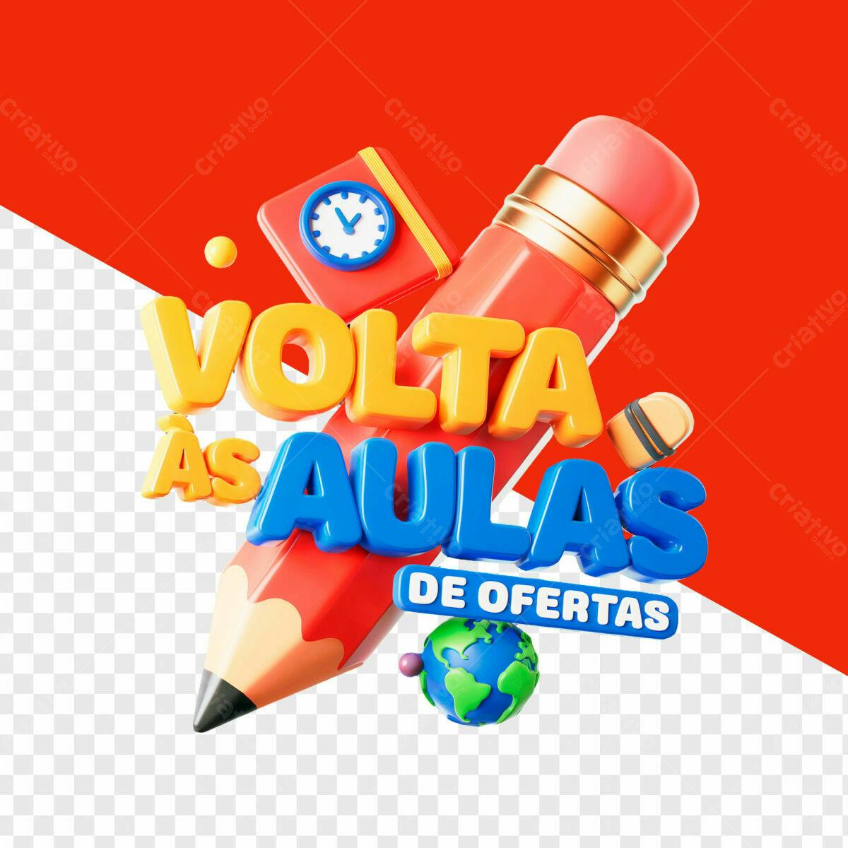 Banner Volta às Aulas com Ofertas PSD Editável