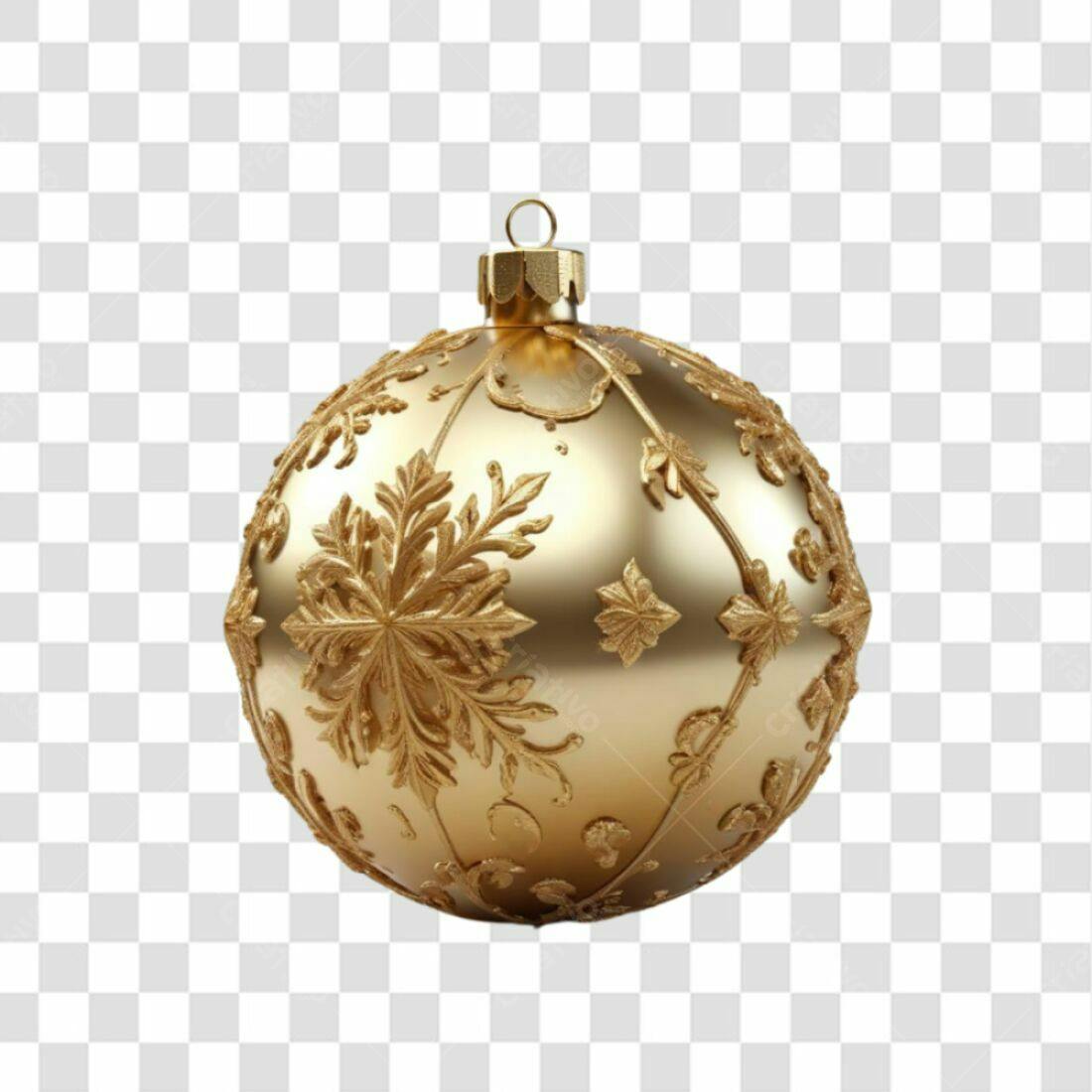 Enfeite Natalino Dourado PNG com fundo transparente