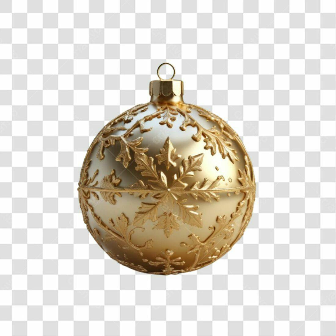 Enfeite Natalino Dourado PNG com fundo transparente
