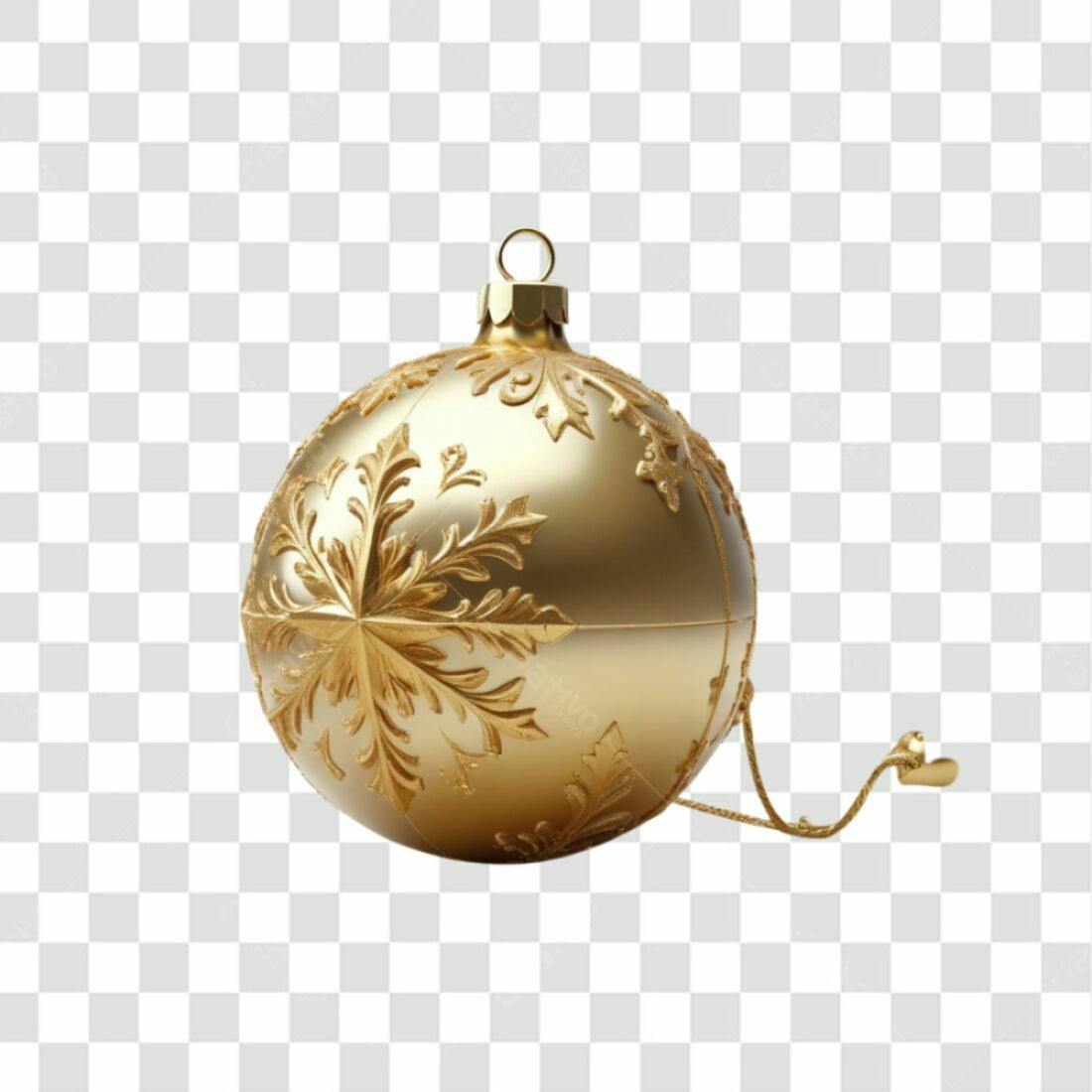 Enfeite Natalino Dourado PNG com fundo transparente