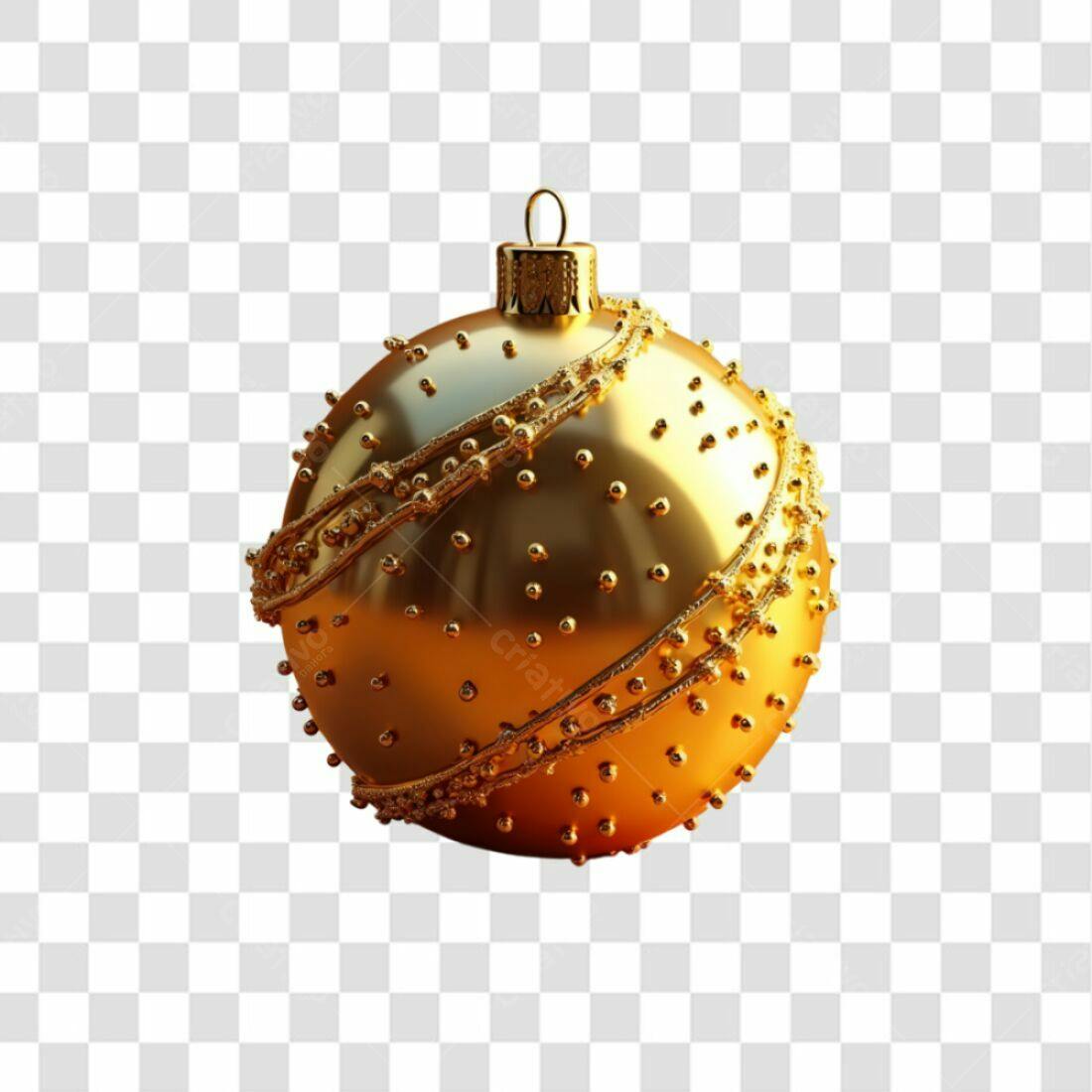 Enfeite Natalino Dourado PNG com fundo transparente