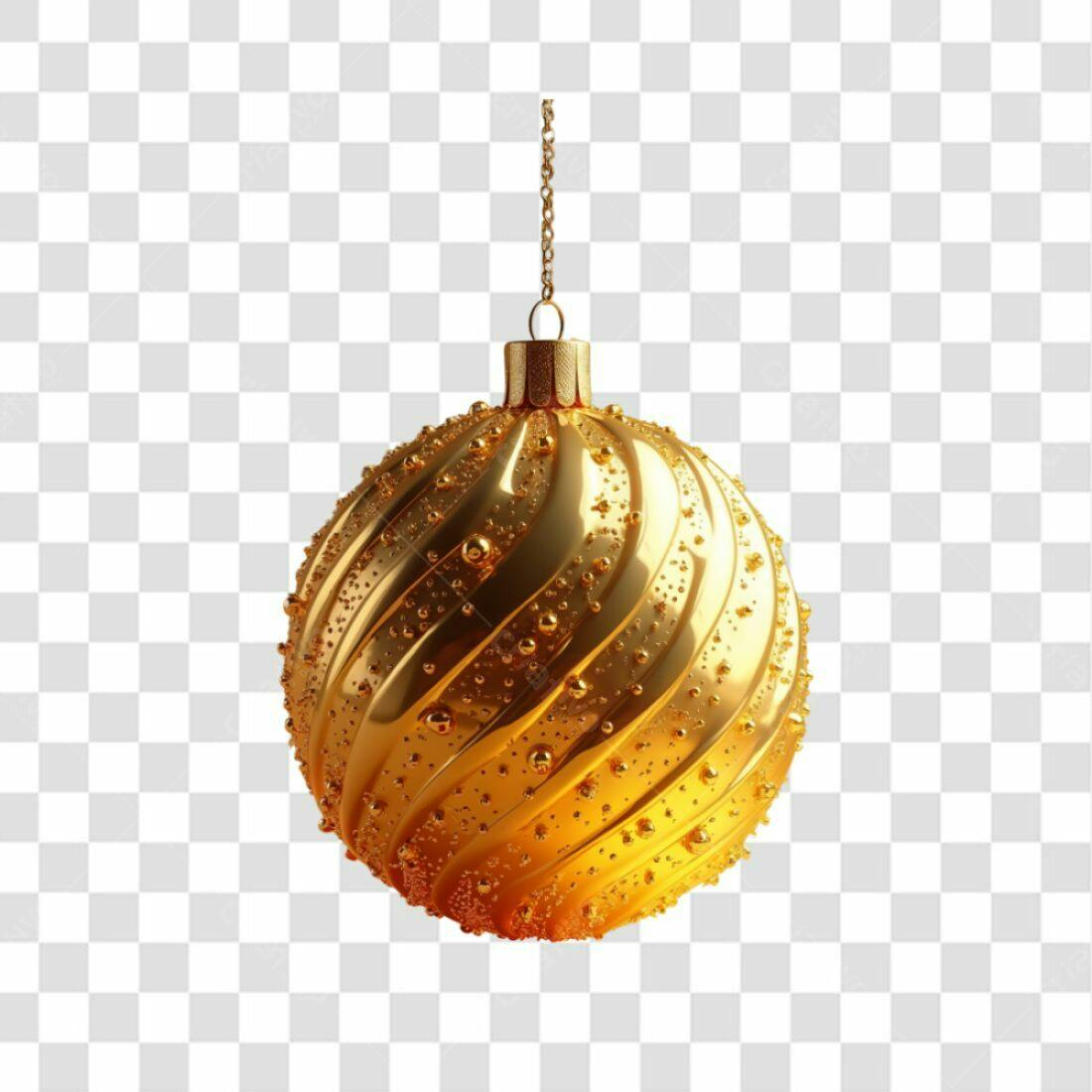Enfeite Natalino Dourado PNG com fundo transparente