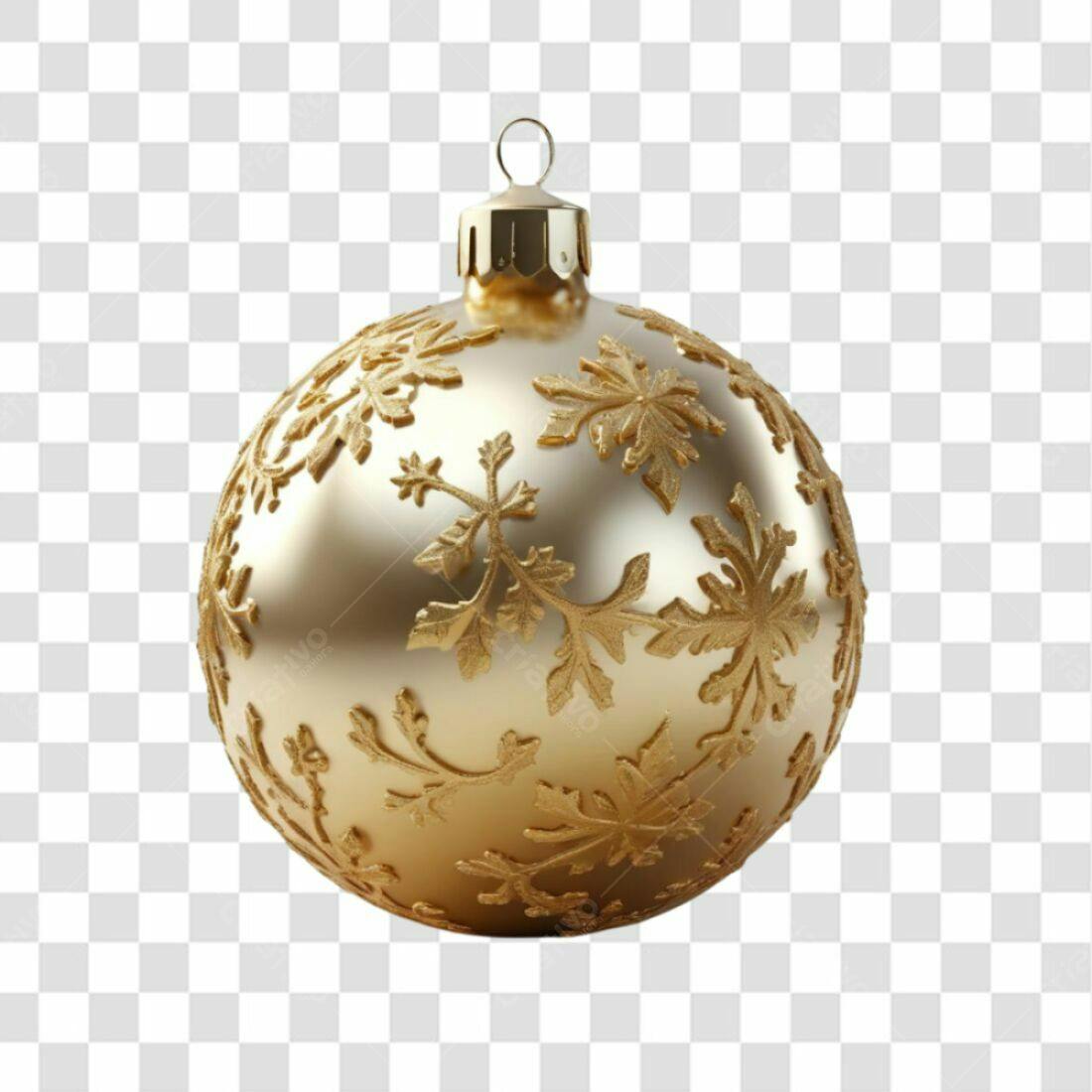 Enfeite PNG Natal dourado com fundo transparente
