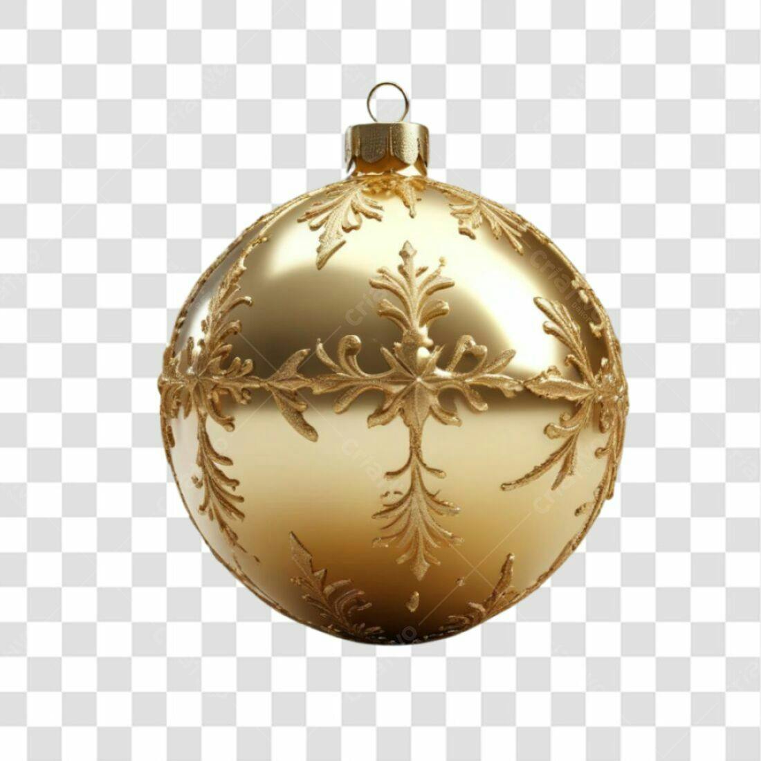 Enfeite Natal Dourado PNG com fundo transparente