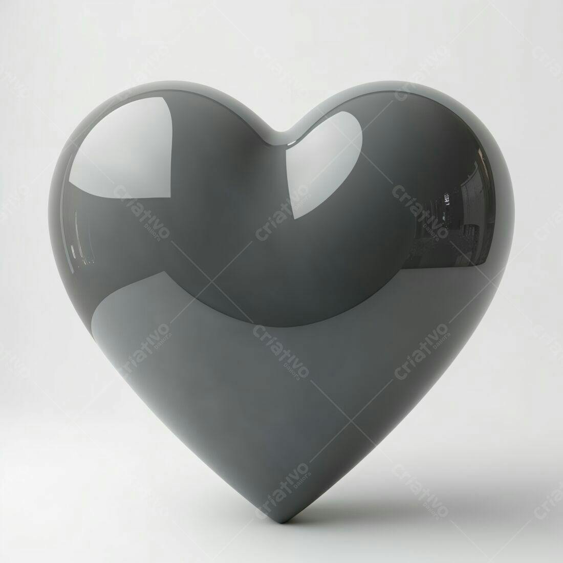 Coração cinzento 3D fundo branco