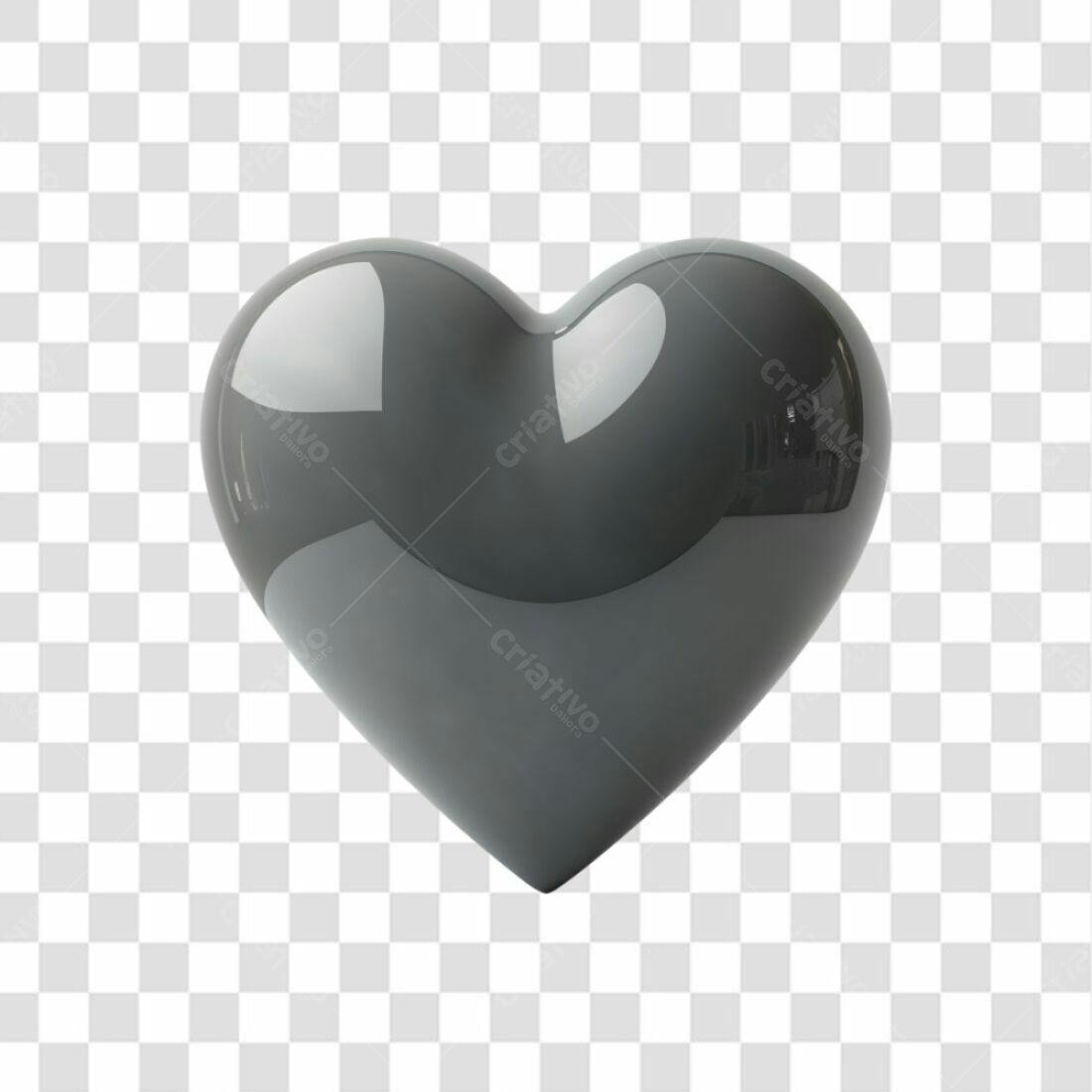 Icone Dia dos Namorados Coração Cinza PNG com fundo transparente