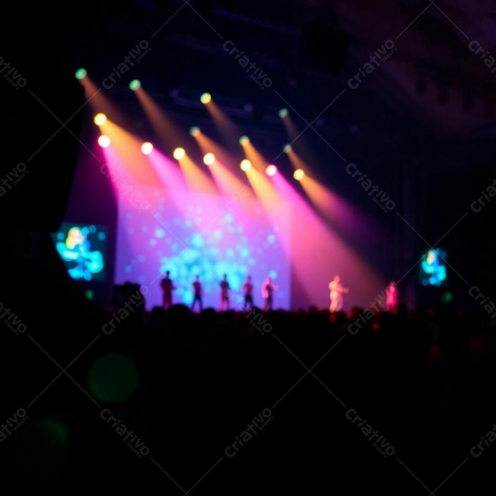 A Beautiful Stage Show Scene With Bioluminescent Lighting, A Soft Bokeh Effect Highlighting The Performers, Natural Light Enhancing The Vibrant Glow, And A Sharp Focus On The Stage