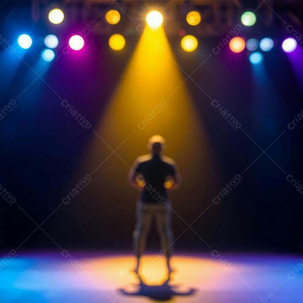 A Breathtaking Stage Performance Captured With A Blurred Bokeh Effect, Glowing Bioluminescent Colors Illuminate The Scene, Natural Lighting Enhances The Vibrant Glow, Sharply Focused Subject Against