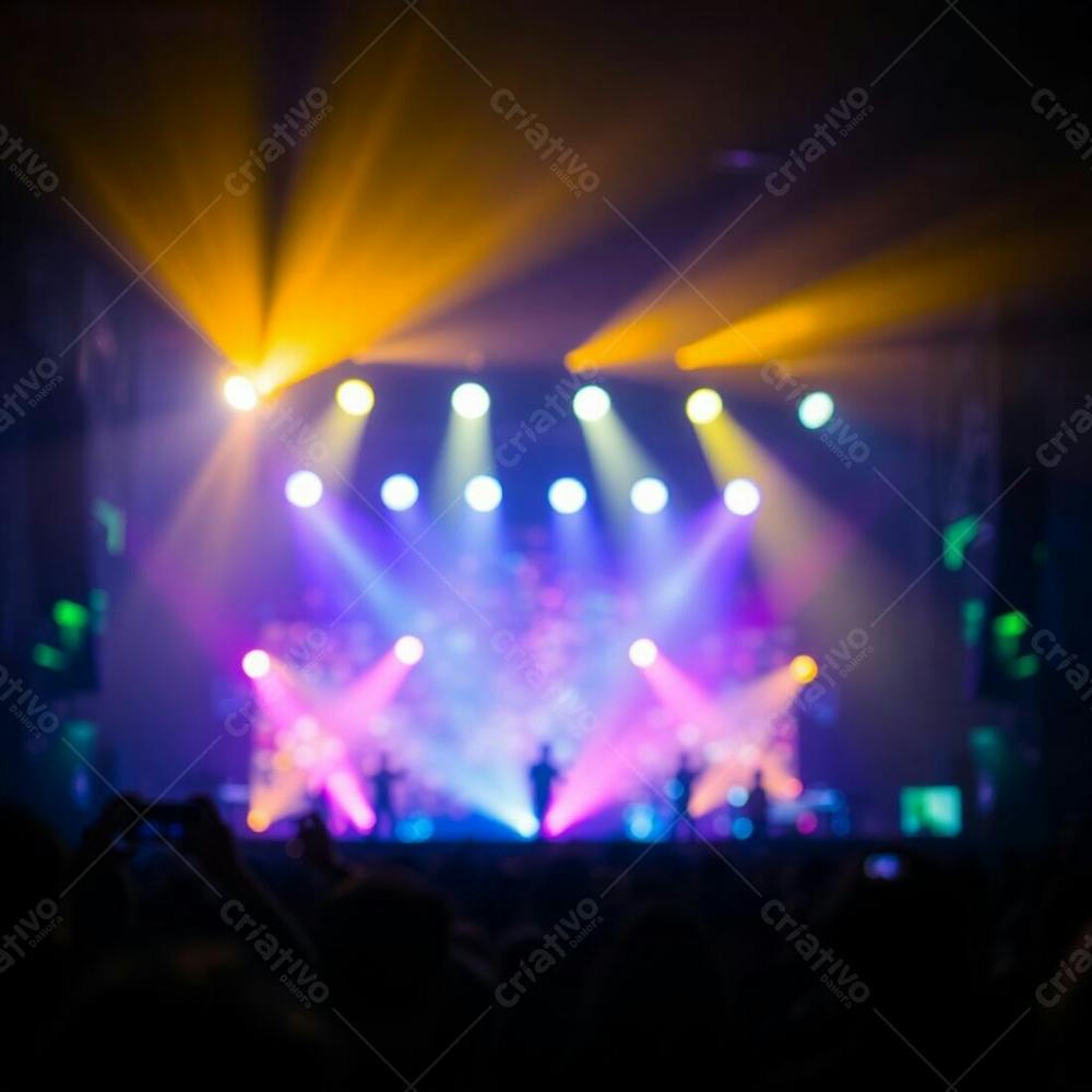 A Captivating Stage Show Filled With Bioluminescent Colors, Blurred Background With Bokeh Effect, Soft Natural Light Illuminating The Scene, Emphasizing The Sharp Focus On The Performers And Crowd