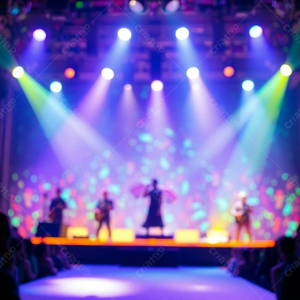 A Stunning Stage Show Bathed In Glowing Bioluminescent Colors, Sharp Focus On The Performers Against A Softly Blurred Bokeh Background, Natural Light Enhances The Vibrant Glow