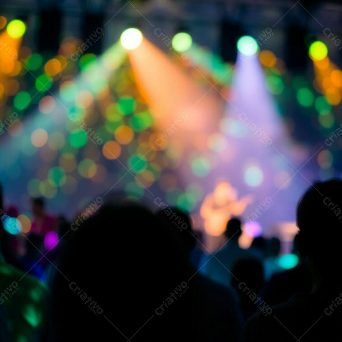 Público em show com luzes coloridas