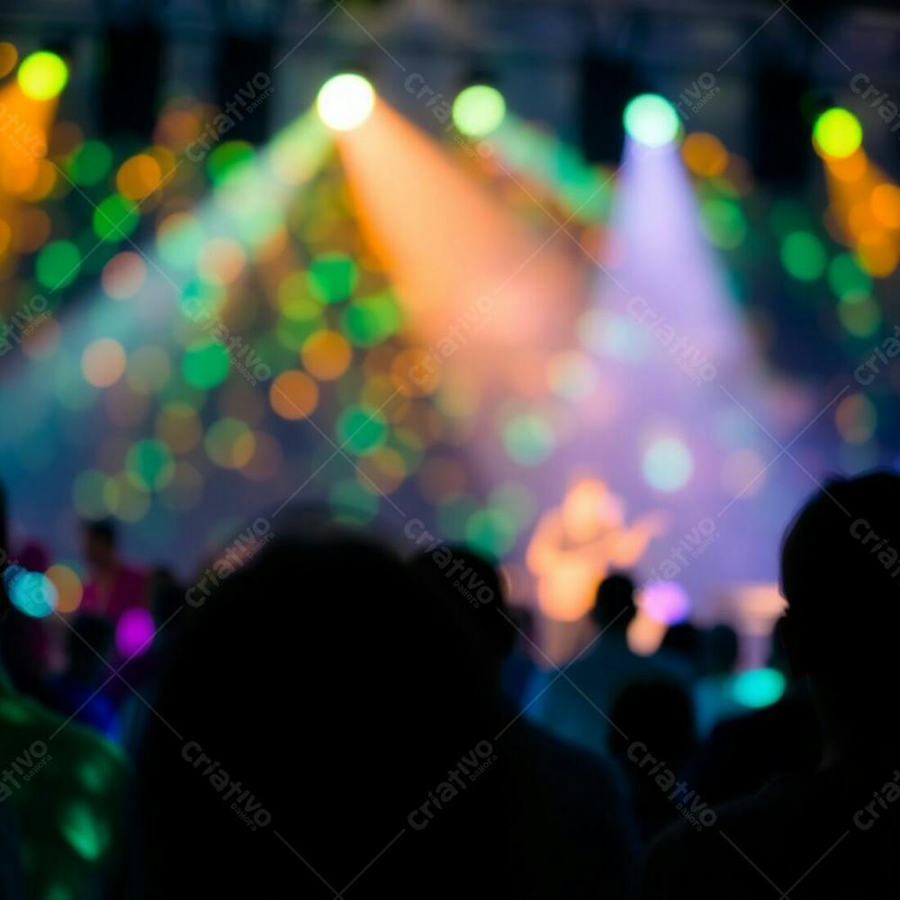 A Vibrant, Glowing Bioluminescent Stage Show Scene, Blurred Bokeh Background, Natural Light, Sharp Focus On The Performers, Soft Background Glow, Emphasizing The Crowd&#39;S Energy