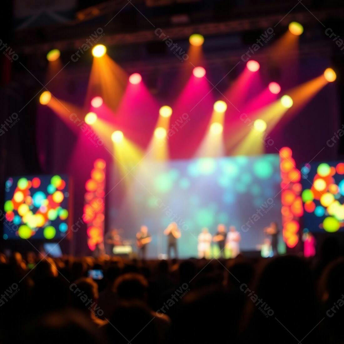 Show ao vivo com luzes coloridas e público