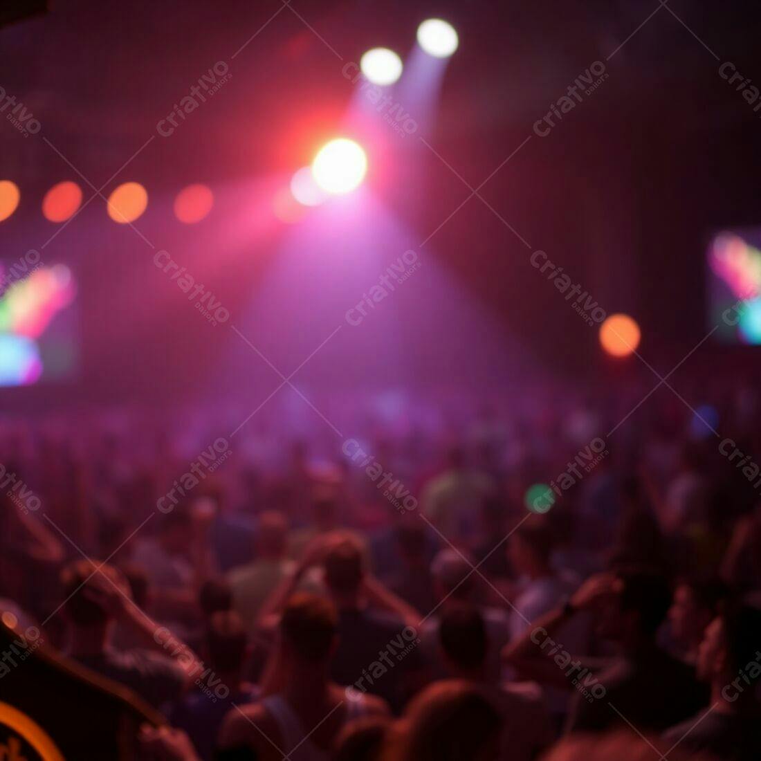 Multidão em show com luzes vibrantes