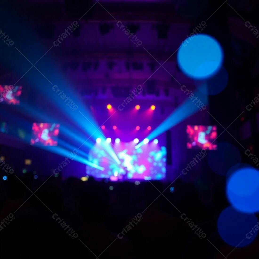 Show de luzes roxas e azuis em palco