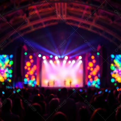 Palco De Show Lindo Com Multidão Background Para Fundo De Cartaz