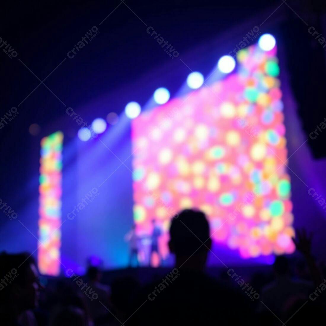 Público em show com luzes coloridas