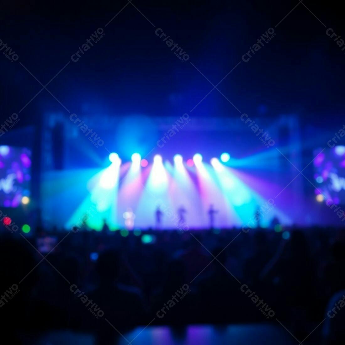 Show ao vivo com luzes azuis e roxas