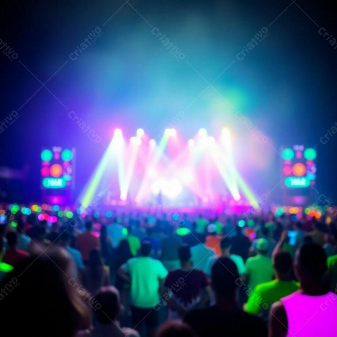 Público em show com luzes neon