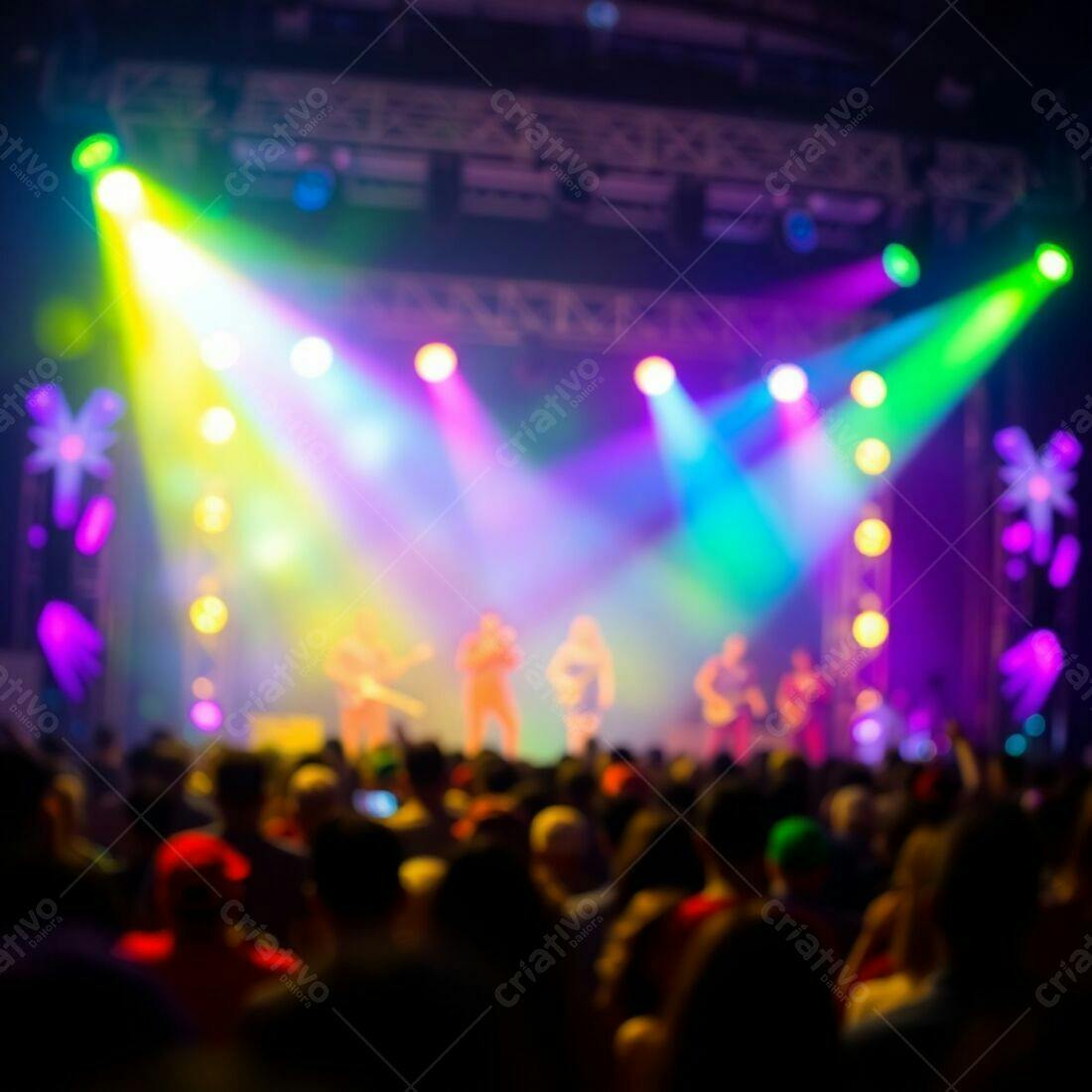 Show ao vivo com luzes coloridas e público