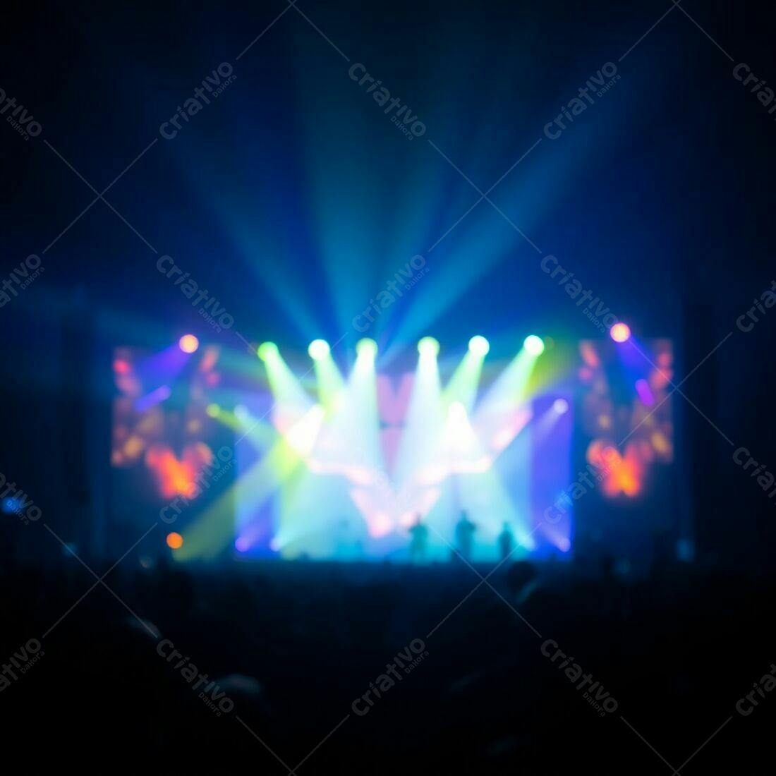 Show de luzes azuis e vibrantes em palco