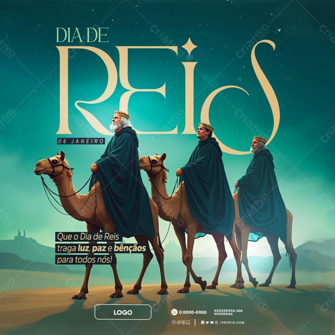 Flyer Dia de Reis PSD Editável
