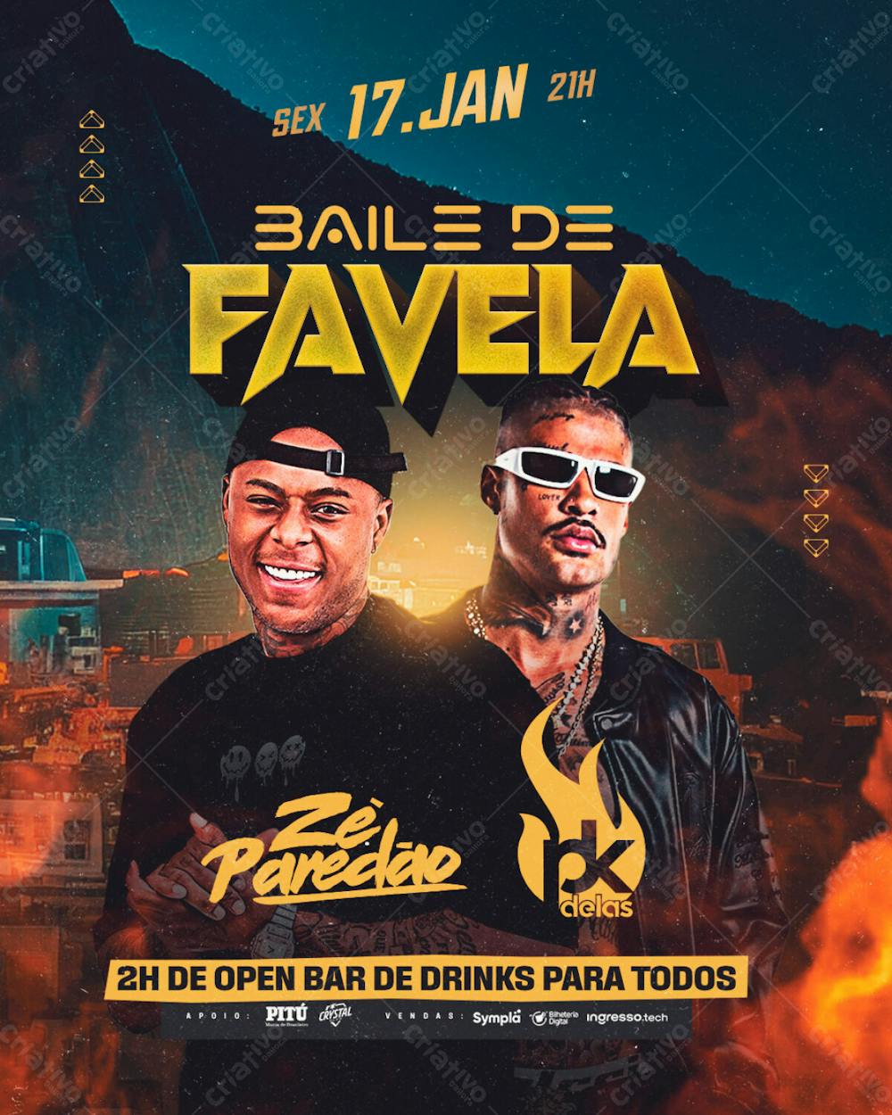 Flyer Evento Baile De Favela Feed Psd Editável