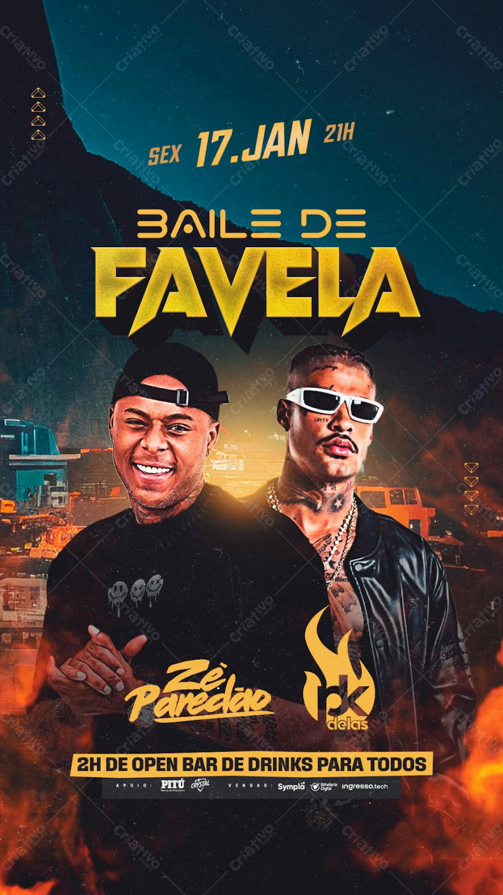 Flyer Evento Baile De Favela Story Psd Editável