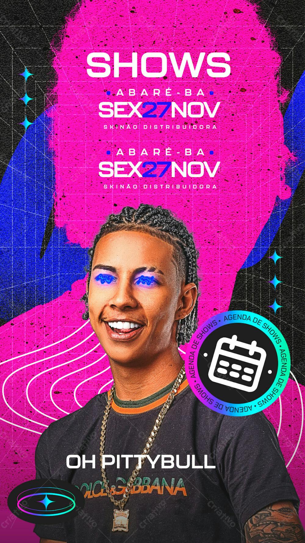 Flyer Agenda De Shows Story Oh Pittybull Psd Editável