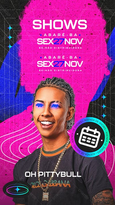 Flyer Agenda De Shows Story Oh Pittybull Psd Editável