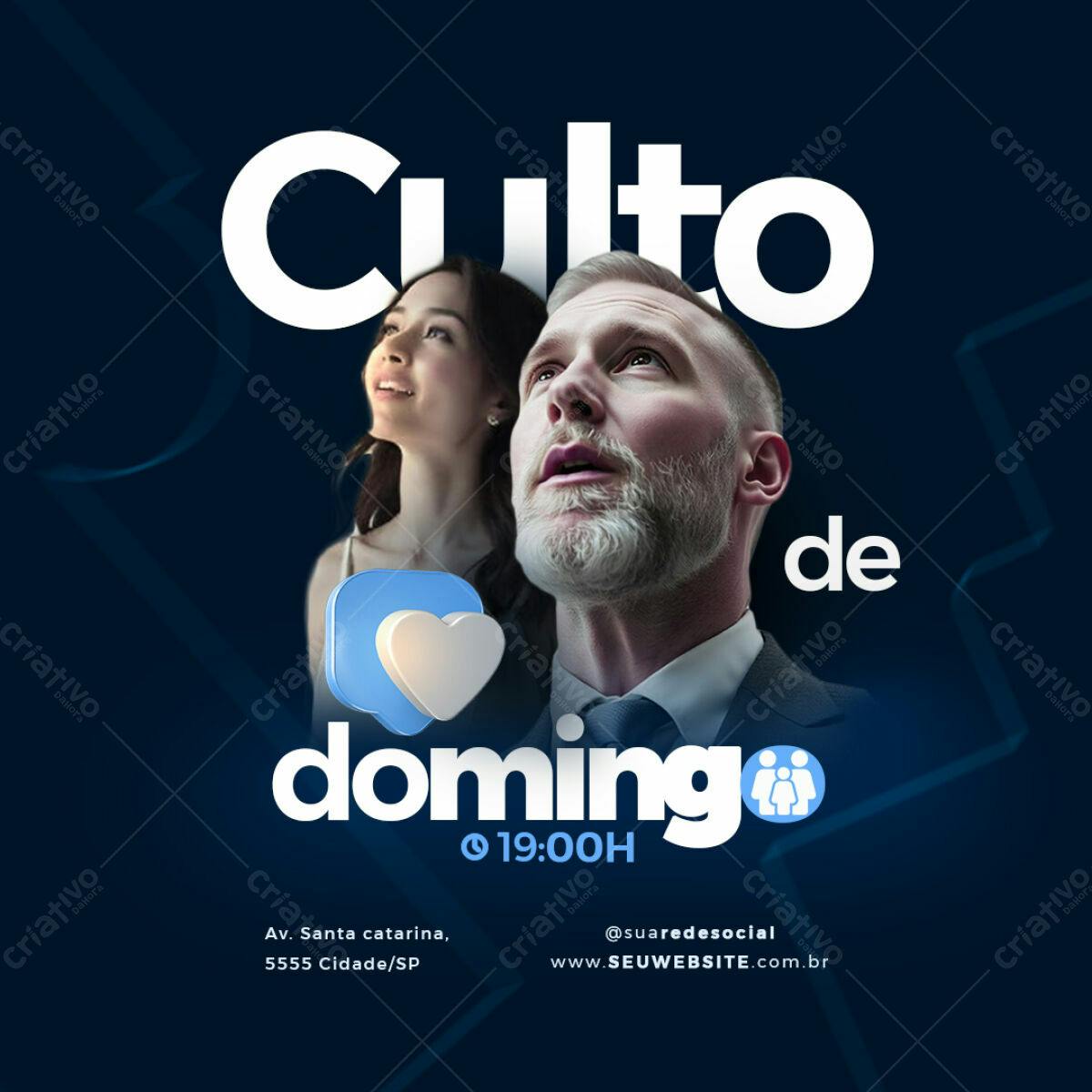 Flyer para Culto Dominical PSD Editável