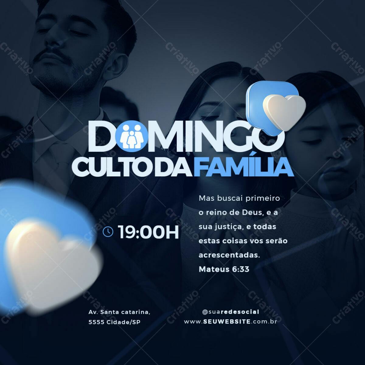 Flyer para Culto da Família Dominical PSD Editável
