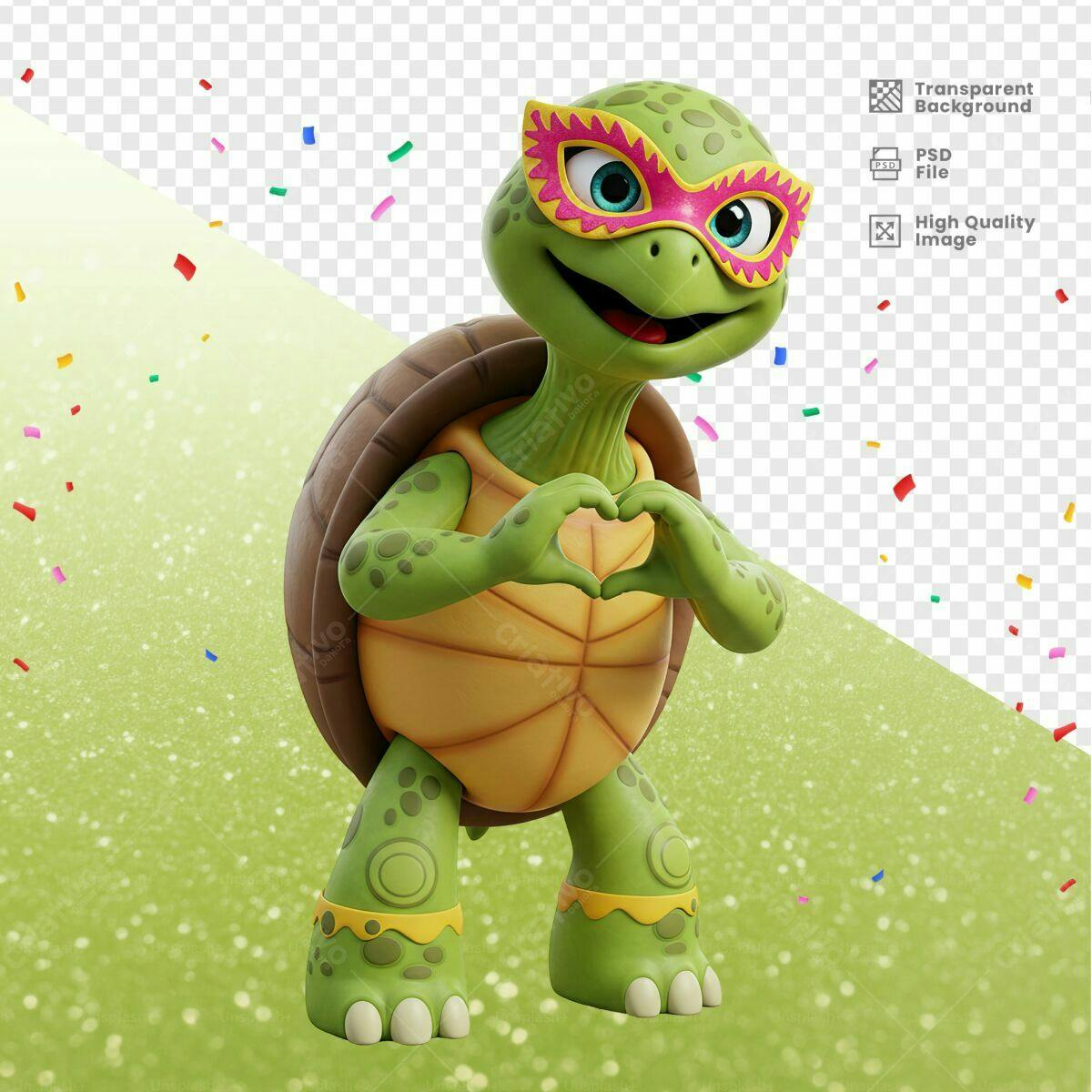 Tartaruga Carnaval PSD Editável