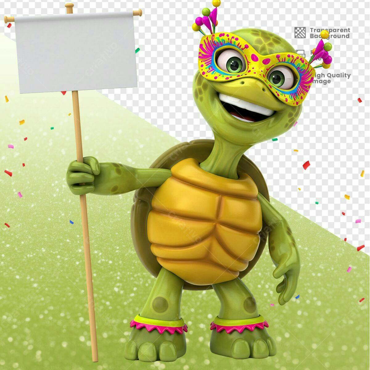 Tartaruga Carnavalesca com Placa PSD Editável