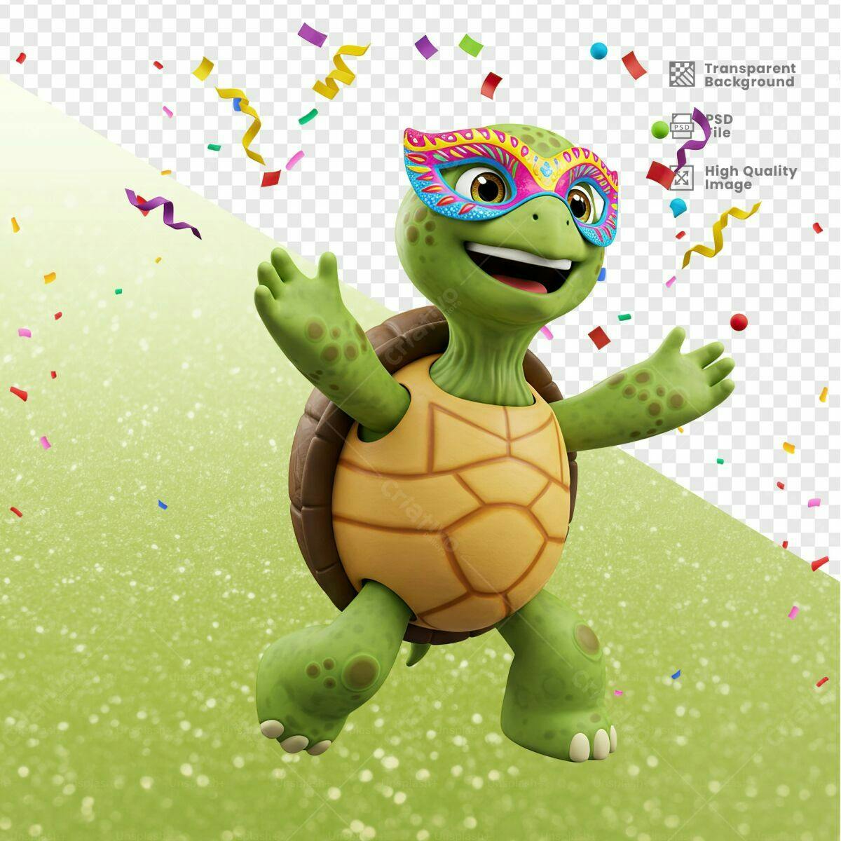 Imagem Tartaruga Carnaval PSD Editável