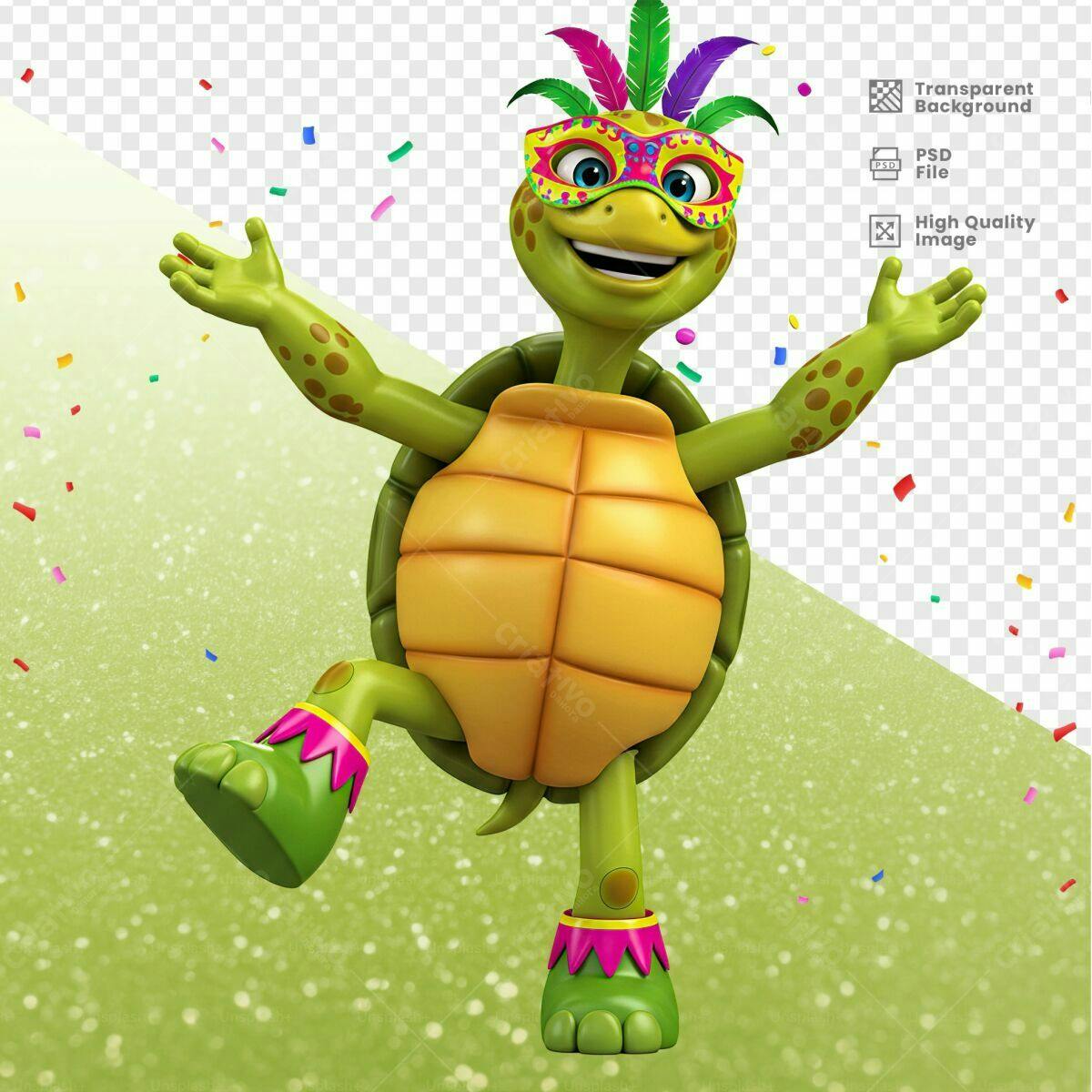 Tartaruga Carnavalesca PSD Editável