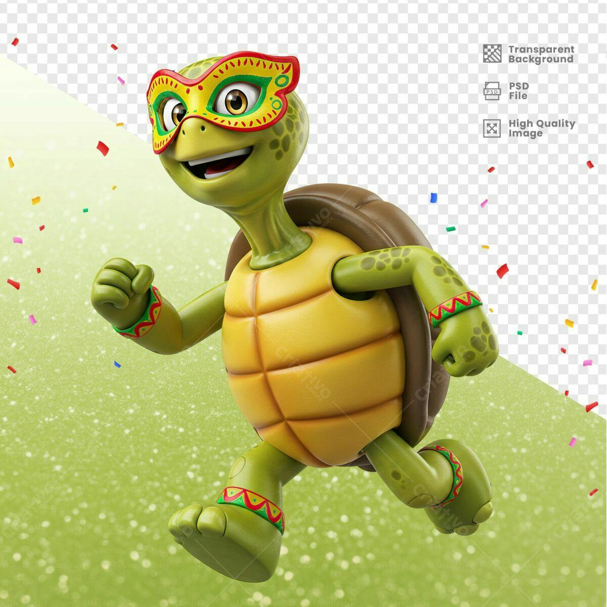Mascote Tartaruga Carnaval PSD para Festa