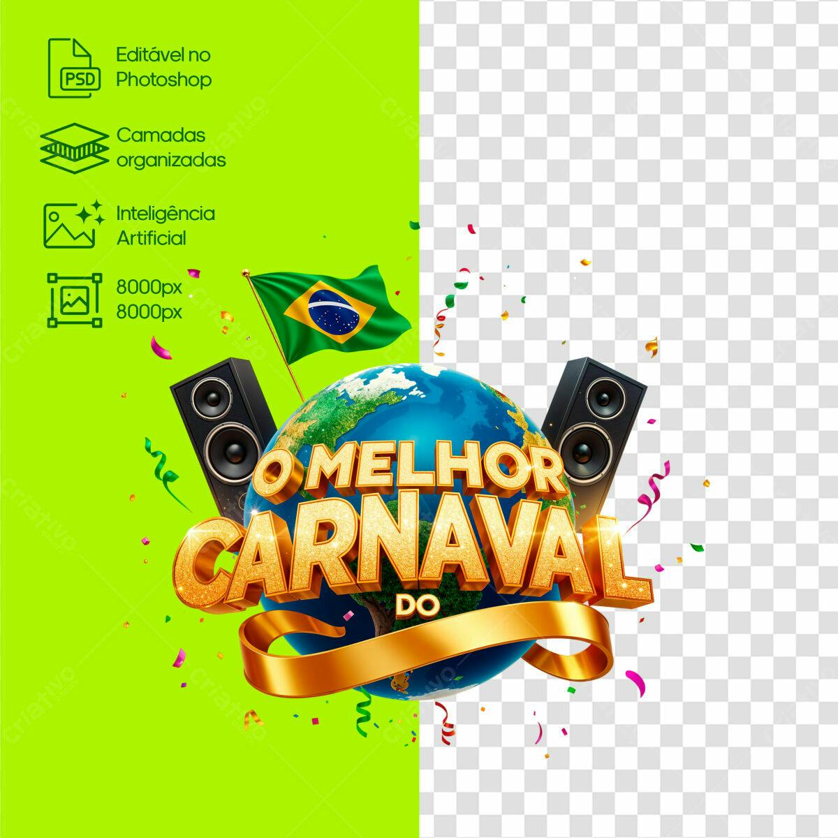 Flyer Carnaval Brasileiro PSD Editável