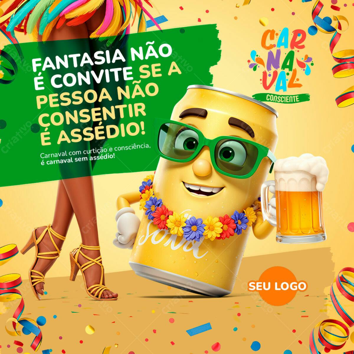 Flyer Carnaval Consciente PSD Editável