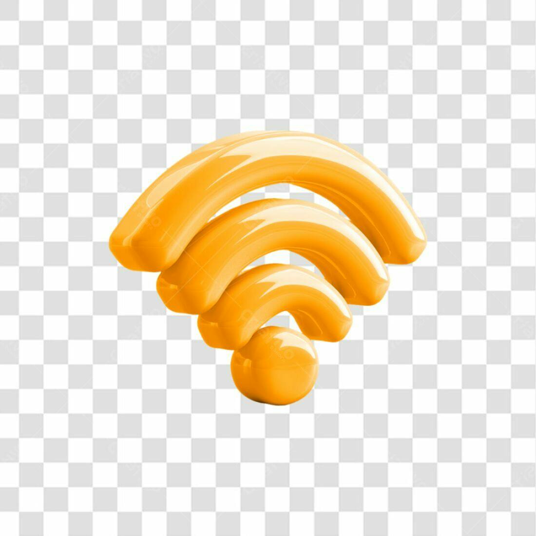 Icone Wifi 3D Laranja PNG com fundo transparente