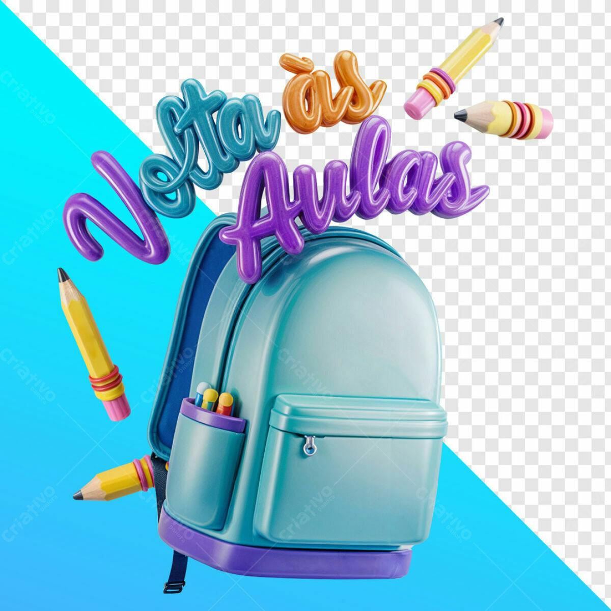 PSD Mochila Volta às Aulas - Estilo 3D