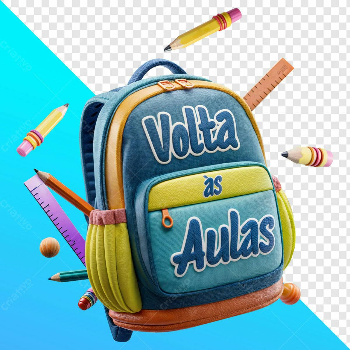 Mochila Volta às Aulas PSD Editável