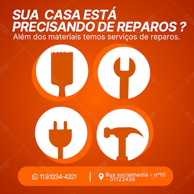 Post Instagram para Serviços de Reparos Editável no Canva