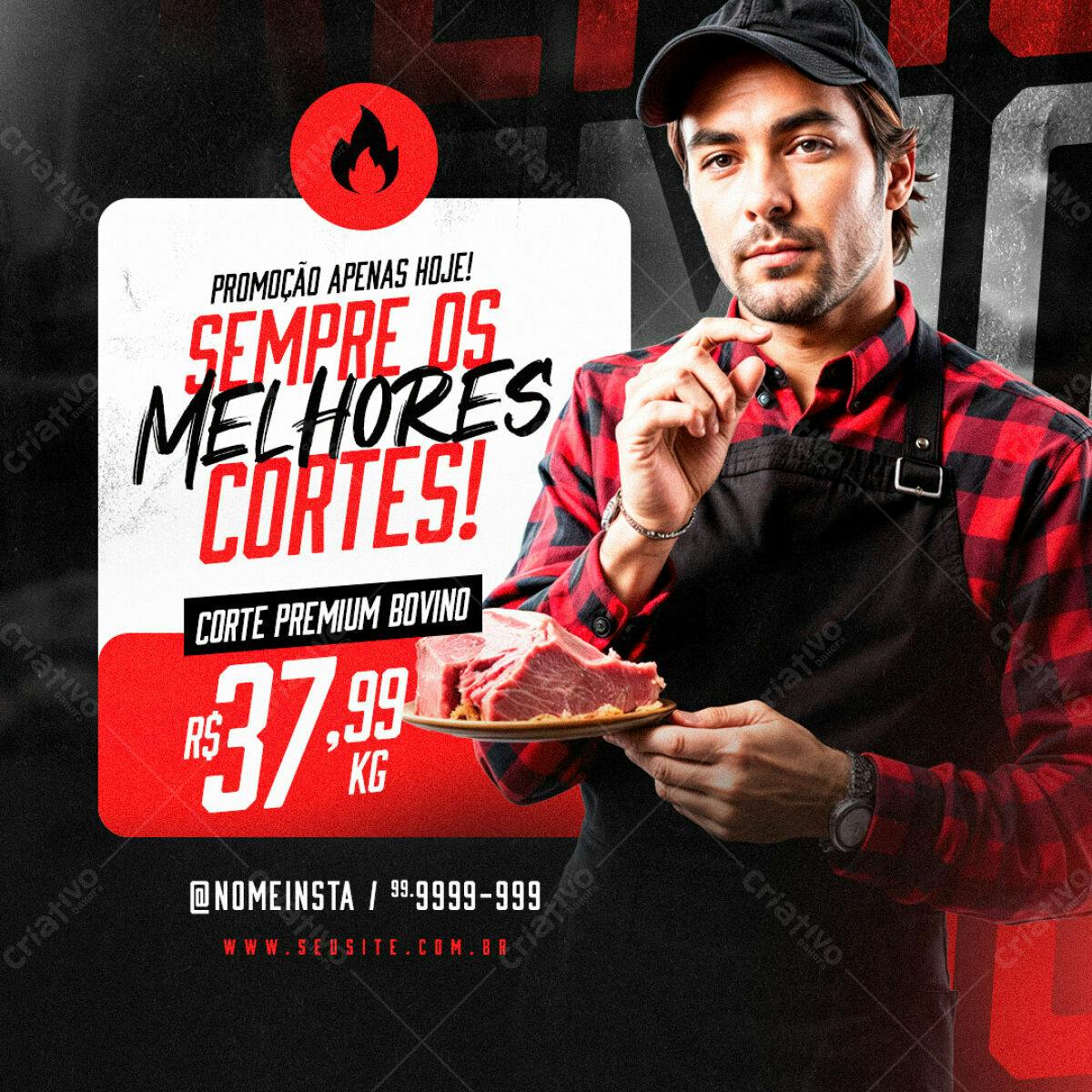 Flyer Churrascaria Promoção PSD Editável