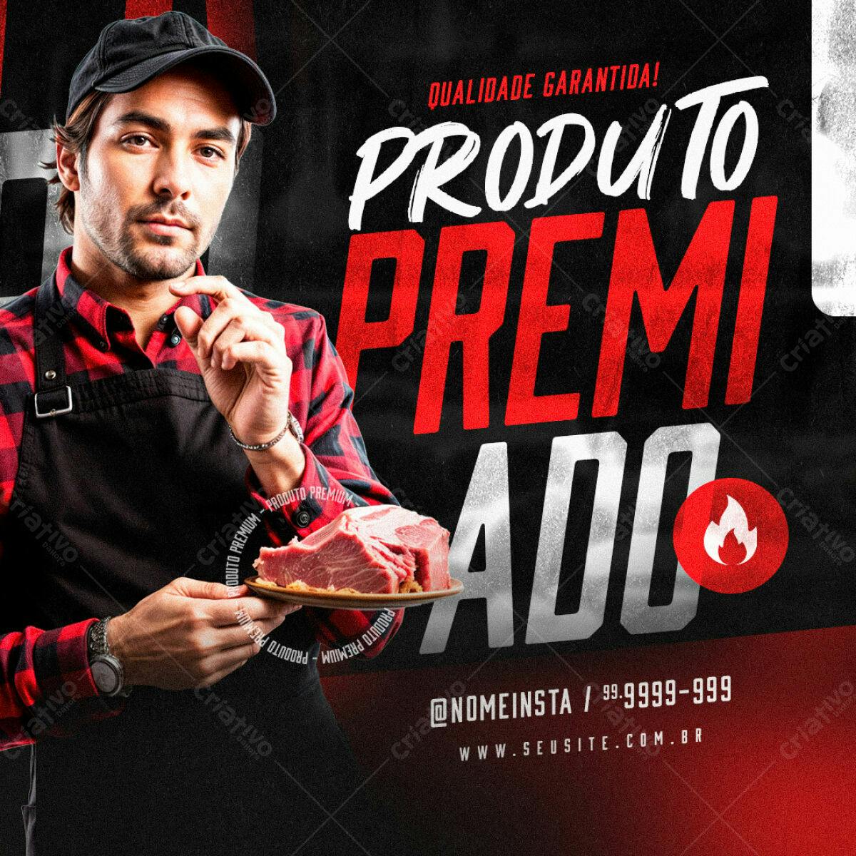 Flyer para Açougue Produto Premiado PSD Editável