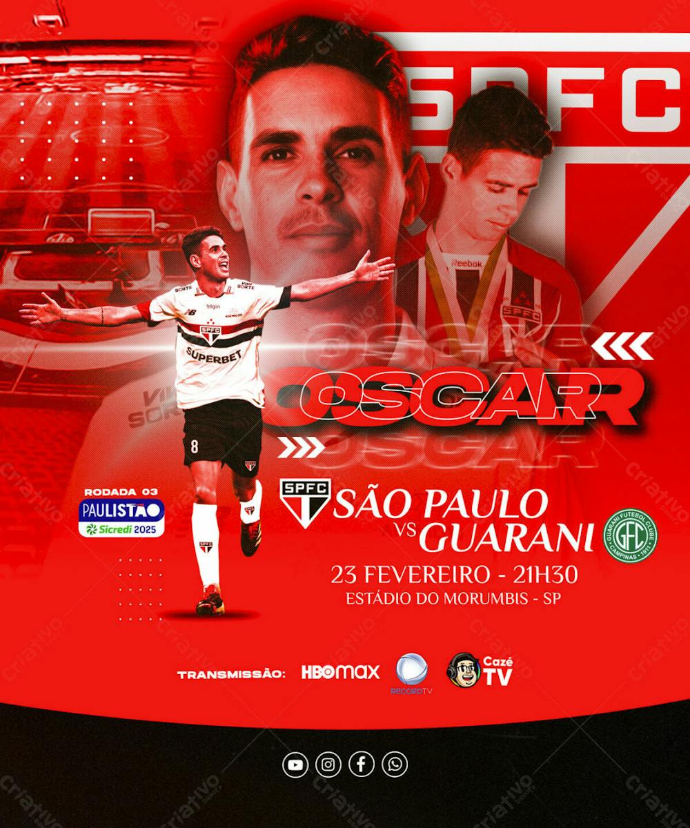 Flyer Esportivo Futebol São Paulo Paulistão Oscar