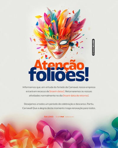 Social Media Recesso De Carnanaval Atrenção Foliões
